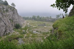 Pohled na arboretum z cestičky nad skalní stěnou